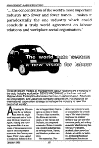 The world auto sector: a new vision for labour