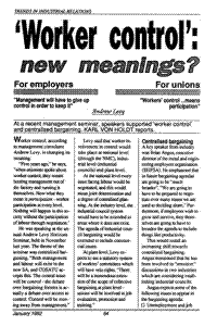 Worker control: new meanings?