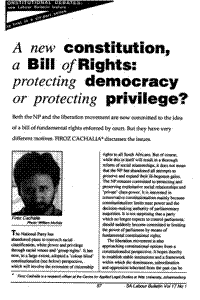 A new constitution, a Bill of Rights: protecting democracy or protecting privilege?