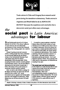 The social pact in Latin America: advantages for labour