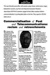 Comercialisation of Post and Telecommunications: racism and retrenchments