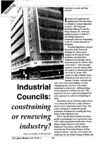 Industrial councils: constraining or renewing industry