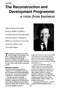 The Reconstruction and Development Programme: a view from business
