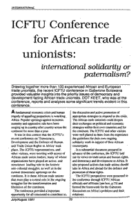 ICFTU Conference for African trade unionists: international solidarity or paternalism?