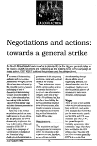 Labour action: Negotiations and actions: towards a general strike