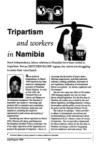 Tripartism and workers in Namibia