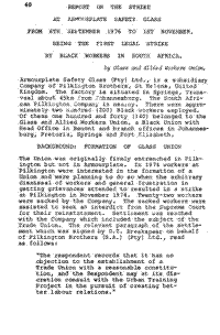 Report on the strike at Armourplate Safety Glass from 6th September 1976 to 1st November, being the first legal strike by black workers in South Africa