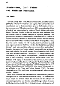 Steel workers, craft unions and Afrikaner nationalism