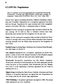 CCAWUSA Negotiations