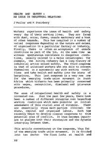 Health and safety: an issue in industrial relations