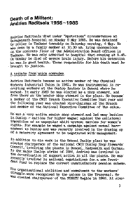 Death of a militant: Andries Raditsela 1956-1985