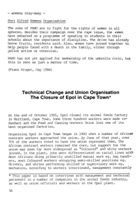 Technical change and union organisation: the closure of Epol in Cape Town