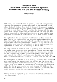 Sleep for sale: shift work in South Africa with specific reference to the tyre and rubber industry