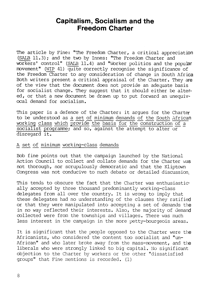 Capitalism, socialism and the Freedom Charter