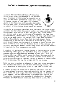 SACWU in the Western Cape: the Plascon strike