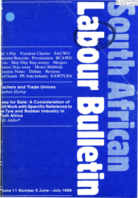 South African Labour Bulletin Volume 11 Number 6 June 1986