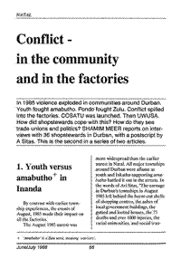 Conflict - in the community and in the factories