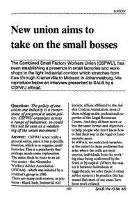 New union aims to take on the small bosses