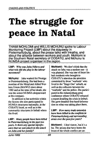 The struggle for peace in Natal