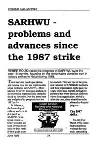 SARHWU - problems and advances since the 1987 strike