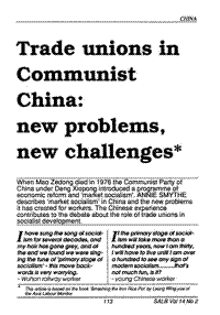 Trade unions in communist China: new problems, new challenges