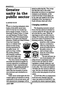 Greater unity in the public sector