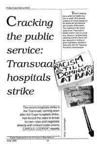 Cracking the public service: Transvaal hospitals strike
