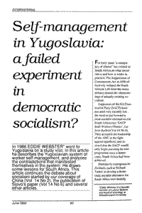 Self-management in Yugoslavia: a failed experiment in democratic socialism?