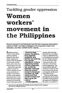 Women workers` movement in the Philippines