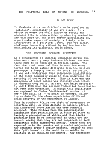 The political role of unions in Rhodesia