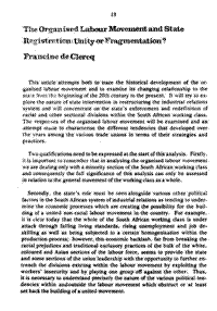 The organised labour movement and state registration: unity or fragmentation?