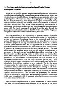 The state and the institutionalisation of trade unions during the Twenties