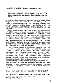 Strike at SA Bata Company - February 1984