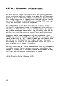 A/FCWU: harassment in East London