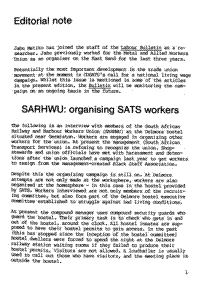 SARHWU: organising SATA workers