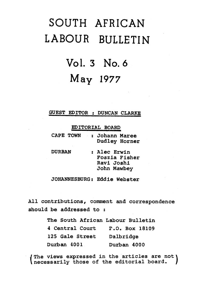 South African Labour Bulletin Volume 3 Number 6 May 1977