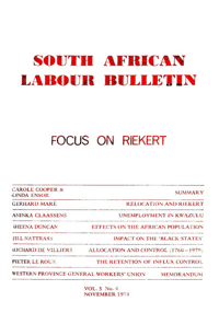 South African Labour Bulletin Volume 5 Number 4 November 1979