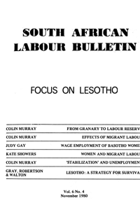 South African Labour Bulletin Volume 6 Number 4 November 1980