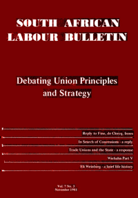 South African Labour Bulletin Volume 7 Number 3 November 1981