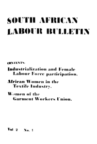 South African Labour Bulletin Volume 2 Number 4 September 1975
