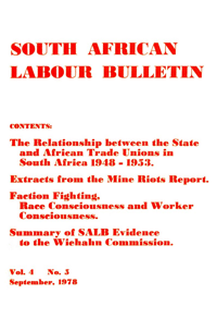 South African Labour Bulletin Volume 4 Number 5 September 1978