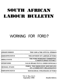 South African Labour Bulletin Volume 6 Number 2 and 3 September 1980