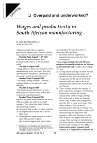 Wages and productivity in South African manufacturing