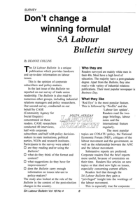 Dont change a winning formula! SA Labour Bul