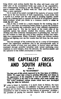 The capitalist crisis and South Africa (part 2)