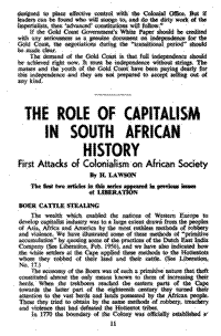 The role of capitalism in South African history: First attacks of colonialism on African society