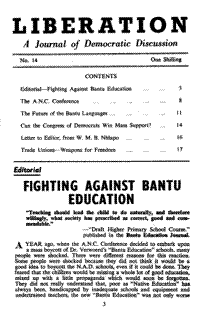 Editorial: Fighting against Bantu education