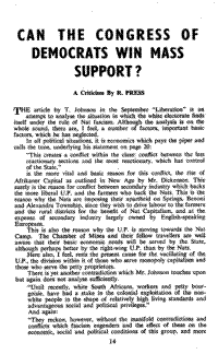 Can the Congress of Democrats win mass support?: A criticism