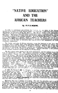 Native education and the African teachers