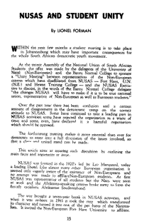 NUSAS and student unity
